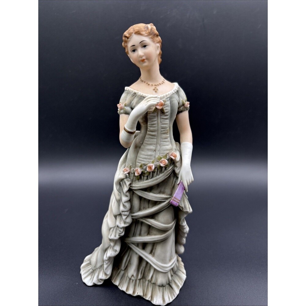 VTG Lefton China Porcelain Handpainted Victorian Lady Figurine, Made in Japan